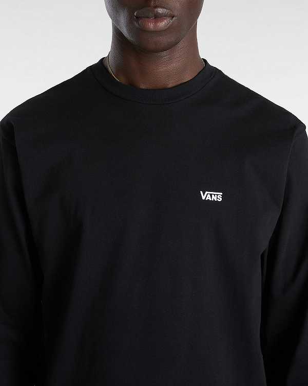 Black Men Vans Left Chest Hit Long Sleeve T Shirts NZ | VN1658402