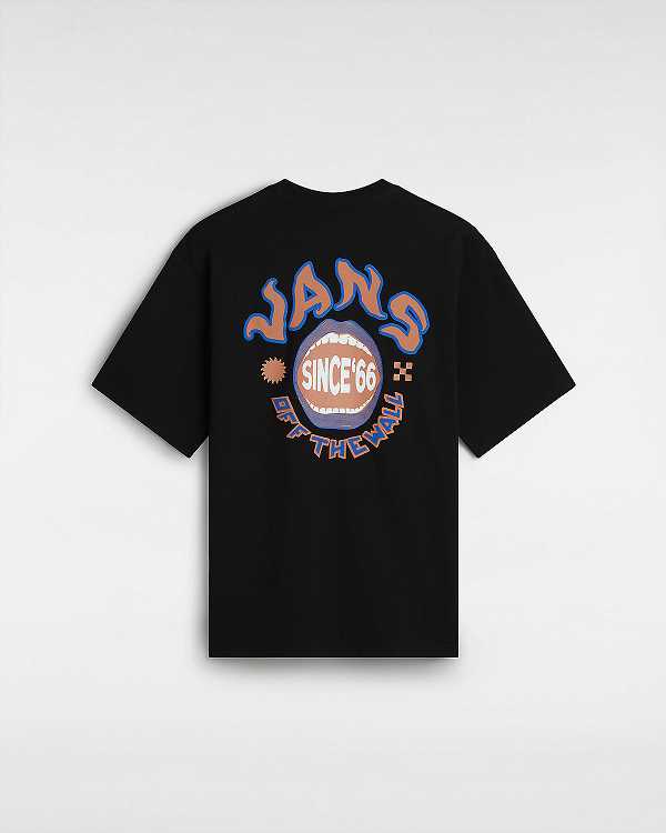 Black Men Vans Open Mouth Loose T Shirts NZ | VN2603457