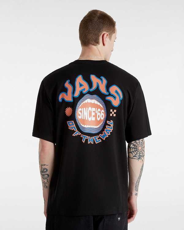 Black Men Vans Open Mouth Loose T Shirts NZ | VN2603457