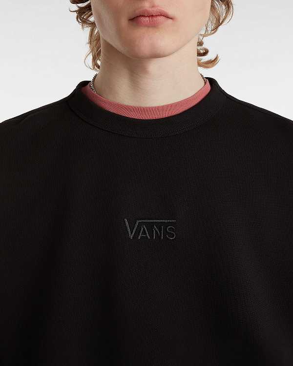 Black Men Vans Premium Logo Crew Sweatshirt NZ | VN4051268