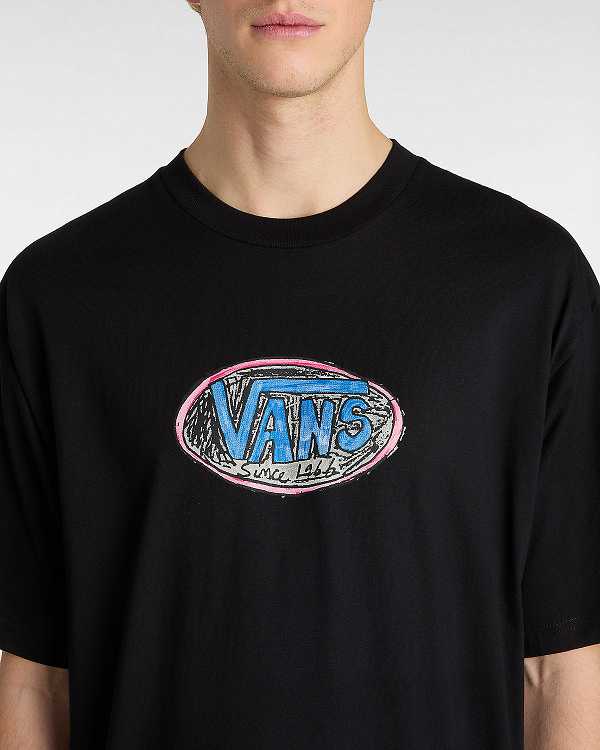 Black Men Vans Scribblex T Shirts NZ | VN0392841