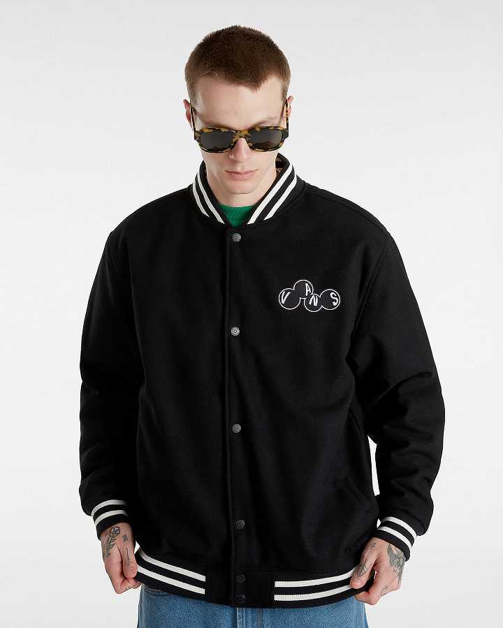 Black Men Vans Scuttle Baseball Jacket NZ | VN9420876