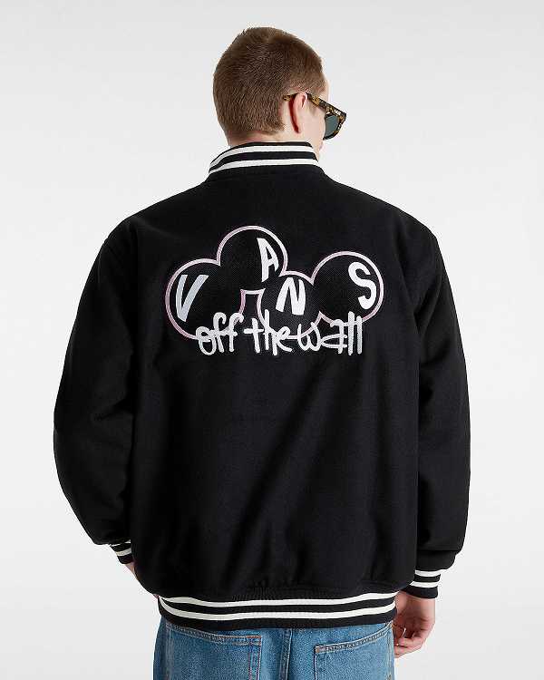 Black Men Vans Scuttle Baseball Jacket NZ | VN9420876