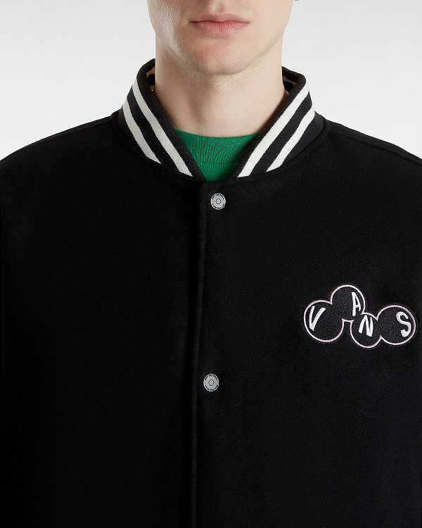 Black Men Vans Scuttle Baseball Jacket NZ | VN9420876