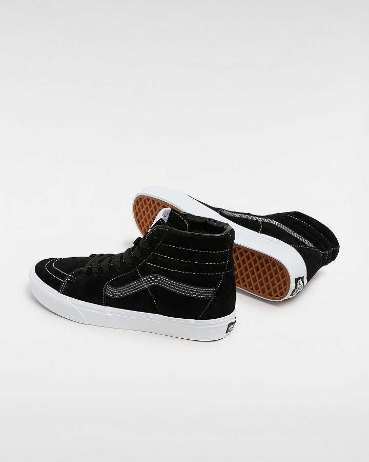 Black Men Vans Sk8-Hi Pig Suede Skate Shoes NZ | VN1836472