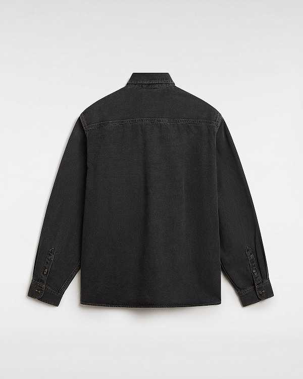 Black Men Vans Stevens Denim Long Sleeve Shirts NZ | VN0513678