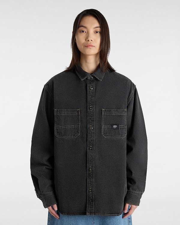 Black Men Vans Stevens Denim Long Sleeve Shirts NZ | VN0513678