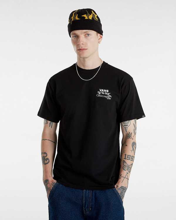 Black Men Vans Wrenched T Shirts NZ | VN1768403