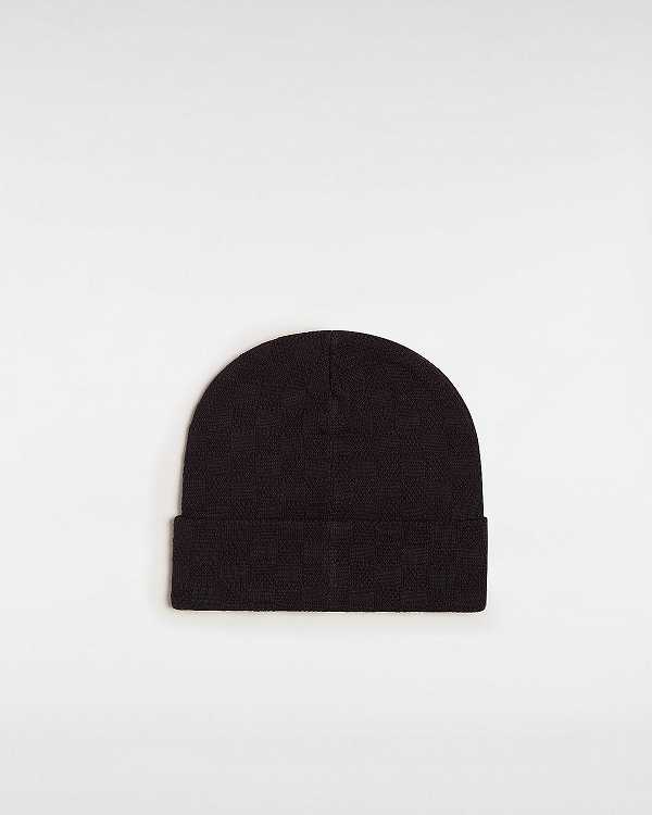 Black Unisex Vans Check Tall Cuff Beanie NZ | VN6912750