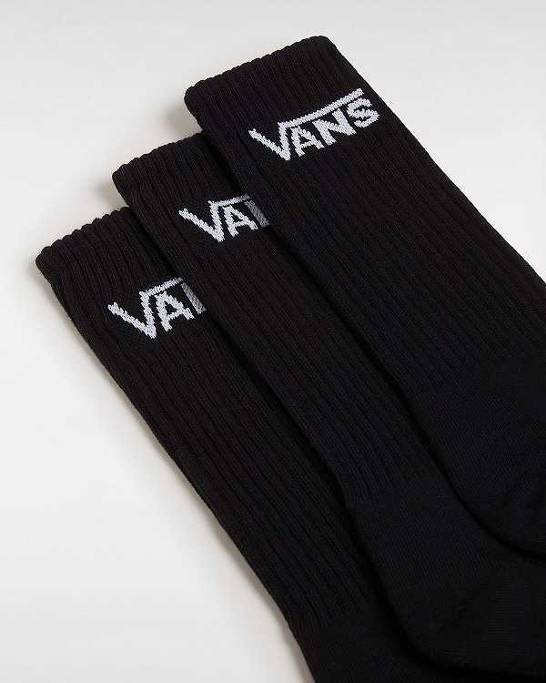 Black Unisex Vans Classic Crew (3 pairs) Socks NZ | VN4512860