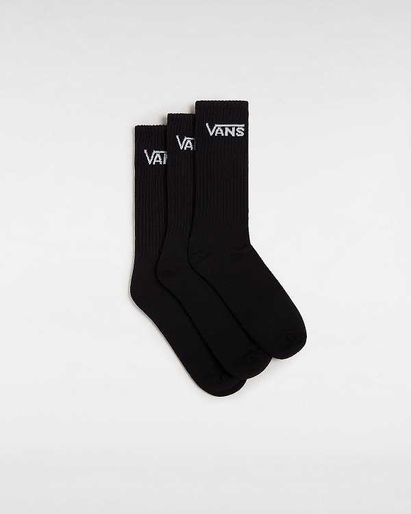 Black Unisex Vans Classic Crew (3 pairs) Socks NZ | VN4512860