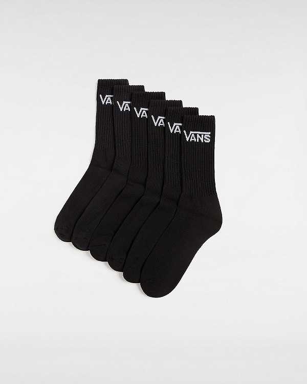 Black Unisex Vans Classic Crew (6 Pairs) Socks NZ | VN5642310