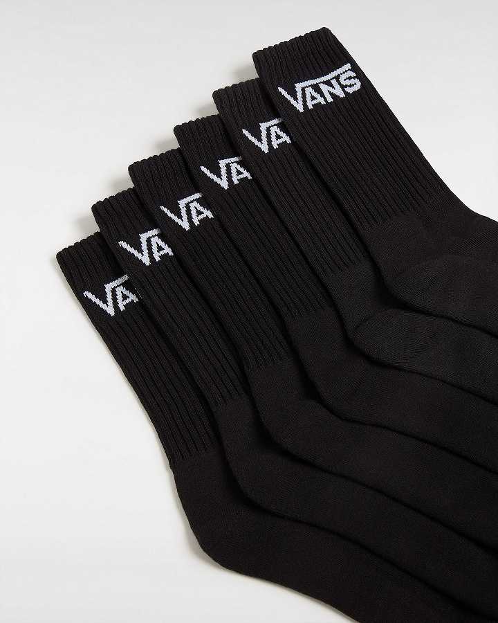 Black Unisex Vans Classic Crew (6 Pairs) Socks NZ | VN5642310