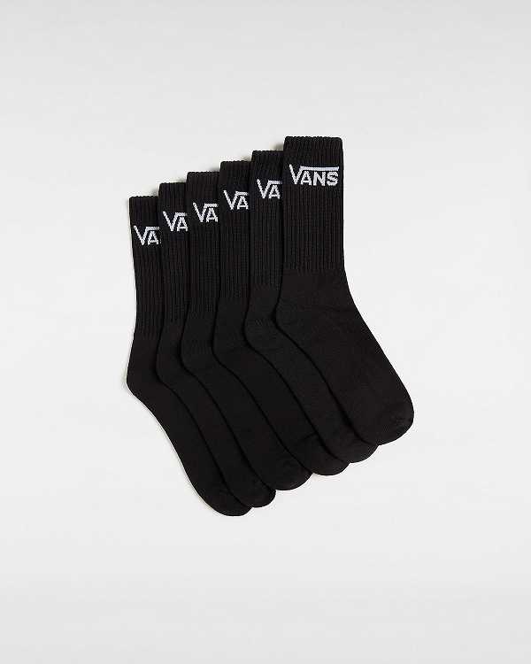 Black Unisex Vans Classic Crew (6 Pairs) Socks NZ | VN5642310