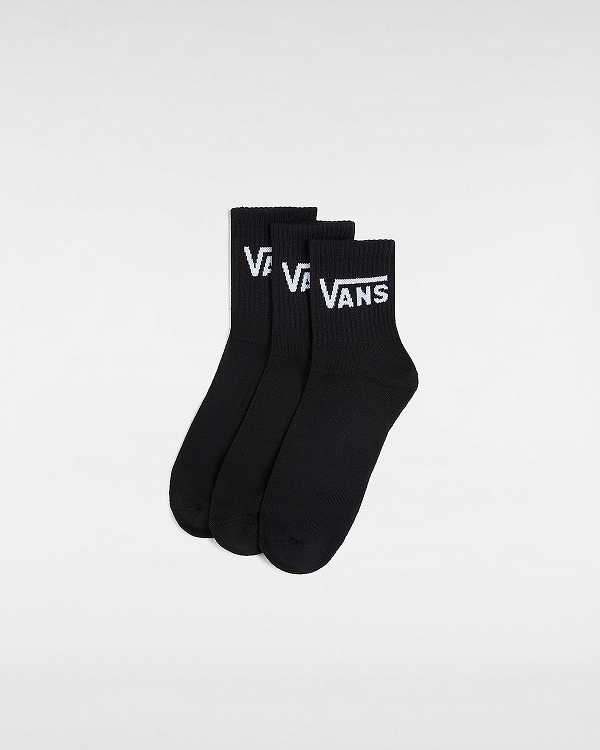 Black Unisex Vans Classic Half Crew (3 Pairs) Socks NZ | VN8043695