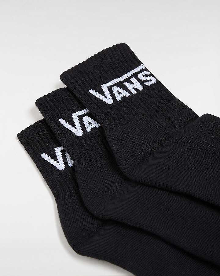 Black Unisex Vans Classic Half Crew (3 Pairs) Socks NZ | VN8043695