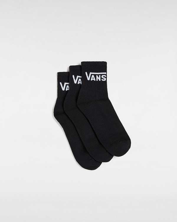 Black Unisex Vans Classic Half Crew (3 Pairs) Socks NZ | VN8043695