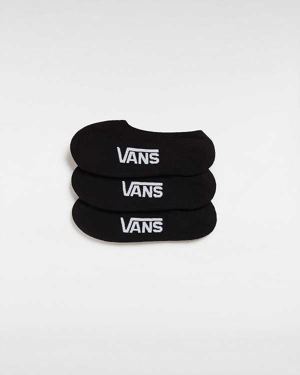 Black Unisex Vans Classic No Show (3 pairs) Socks NZ | VN4621379