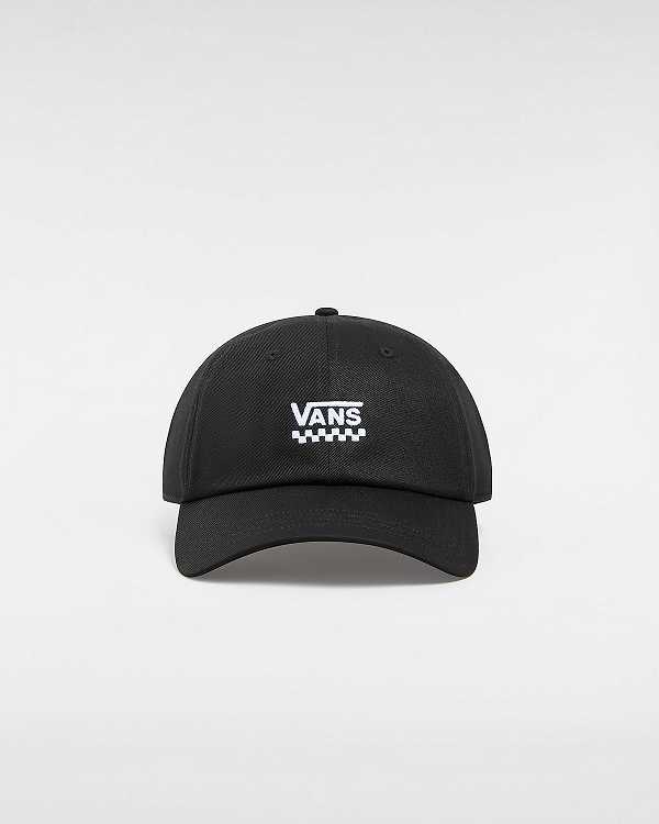 Black Unisex Vans Court Side Curved Bill Jockey Hats NZ | VN4531076