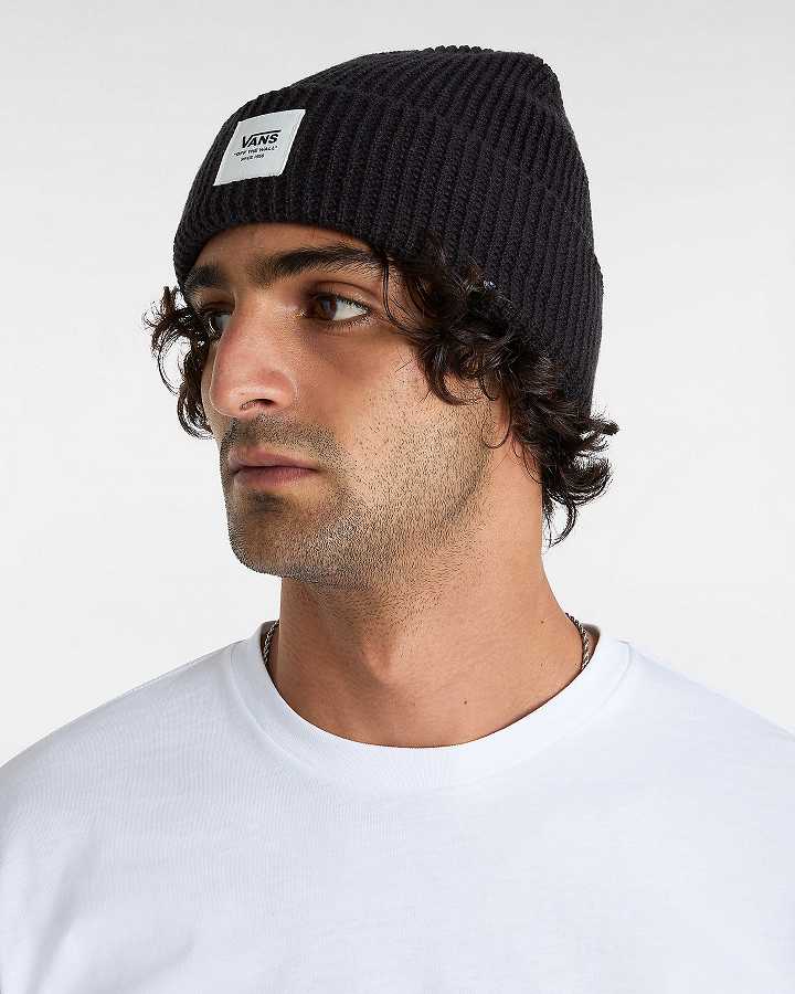 Black Unisex Vans Waffle Cuff Beanie NZ | VN0673529