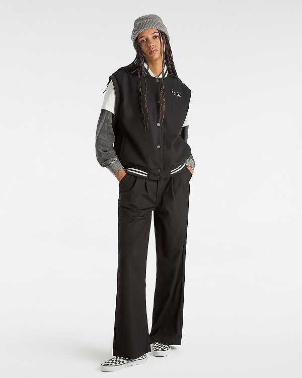 Black Women Vans Alder Relaxed Pleated Pants NZ | VN5967213