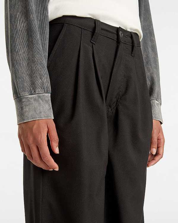 Black Women Vans Alder Relaxed Pleated Pants NZ | VN5967213