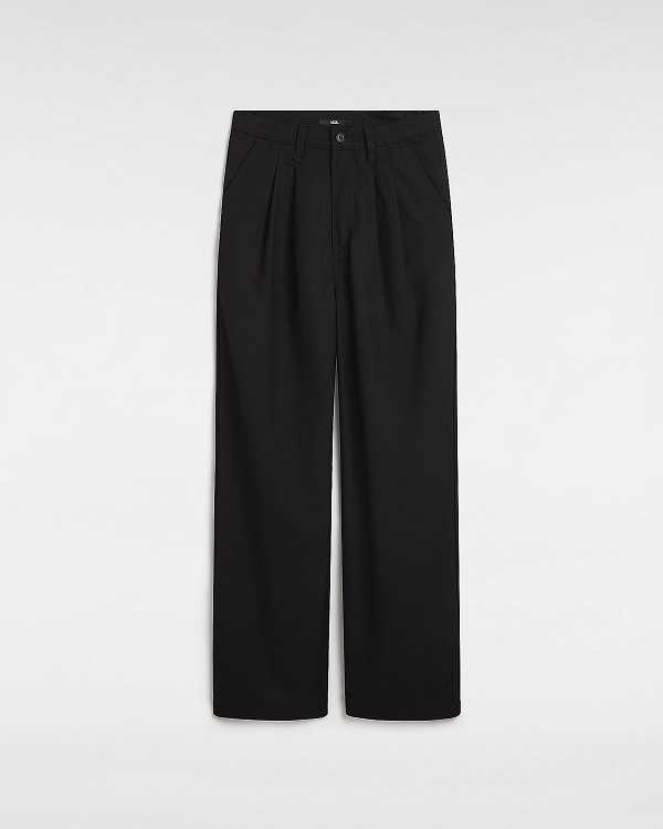 Black Women Vans Alder Relaxed Pleated Pants NZ | VN5967213