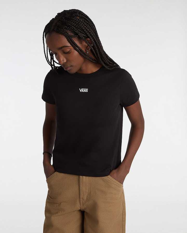 Black Women Vans Basic mini T Shirts NZ | VN2479031