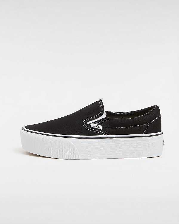 Black Women Vans Classic Slip-On Platform Shoes NZ | VN8207691