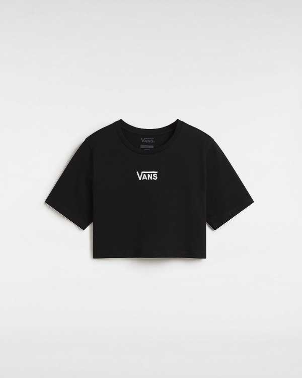 Black Women Vans Flying V Crew Crop T Shirts NZ | VN8956170