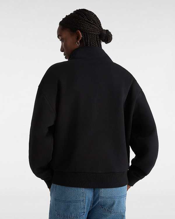 Black Women Vans Leighton Mock Neck Sweatshirt NZ | VN0491653