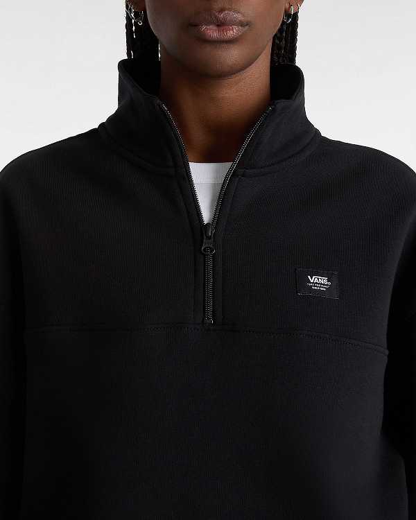 Black Women Vans Leighton Mock Neck Sweatshirt NZ | VN0491653