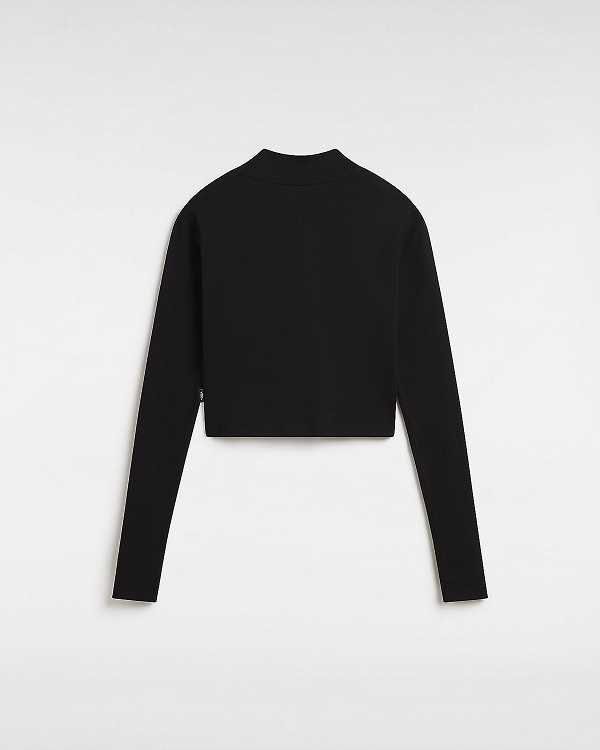 Black Women Vans Mini Mock Neck Long Sleeve T Shirts NZ | VN9473816