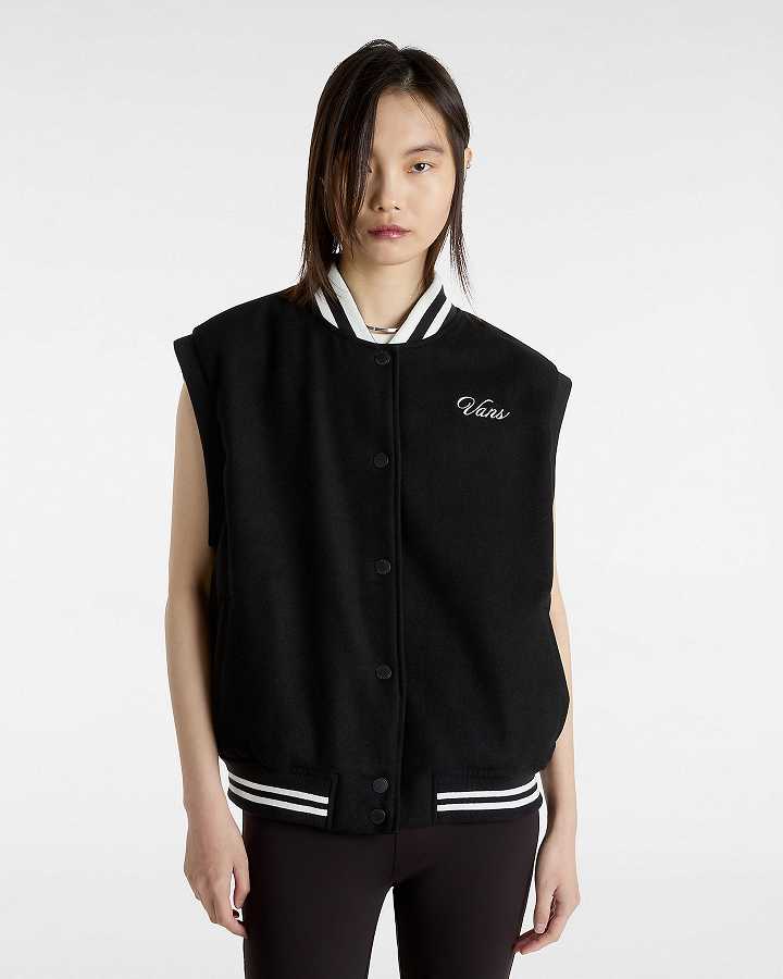 Black Women Vans Piper Stadium Vest NZ | VN5280479