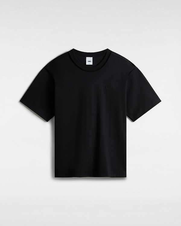 Black Women Vans Premium Logo T Shirts NZ | VN9581460