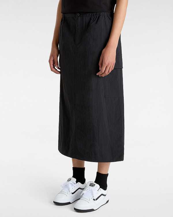 Black Women Vans Riley Parachute Cargo Skirt NZ | VN3951864