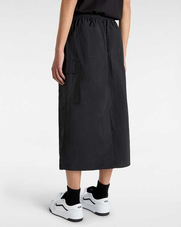 Black Women Vans Riley Parachute Cargo Skirt NZ | VN3951864