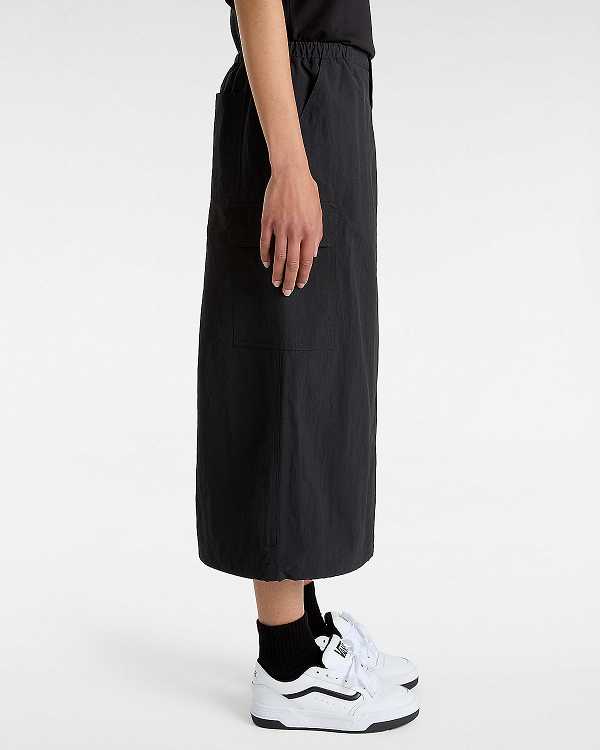 Black Women Vans Riley Parachute Cargo Skirt NZ | VN3951864