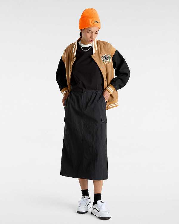 Black Women Vans Riley Parachute Cargo Skirt NZ | VN3951864