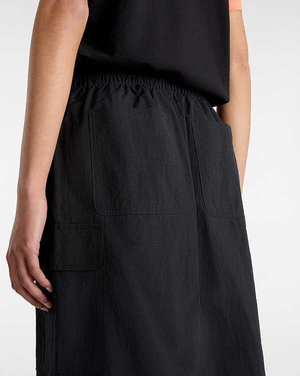 Black Women Vans Riley Parachute Cargo Skirt NZ | VN3951864