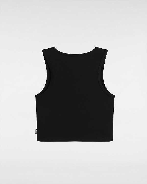 Black Women Vans Small Staple Fitted Crop Tank Top NZ | VN1058463