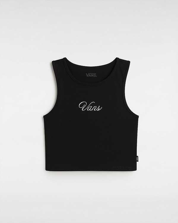 Black Women Vans Small Staple Fitted Crop Tank Top NZ | VN1058463