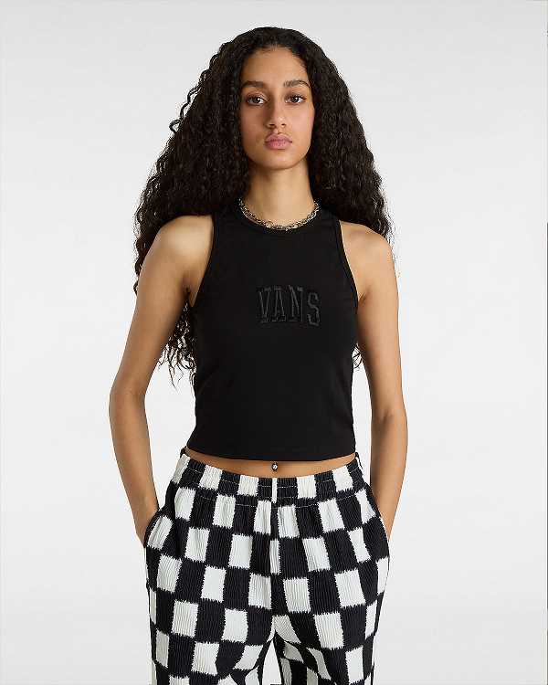 Black Women Vans Varsity Racer Tank Top NZ | VN1385790