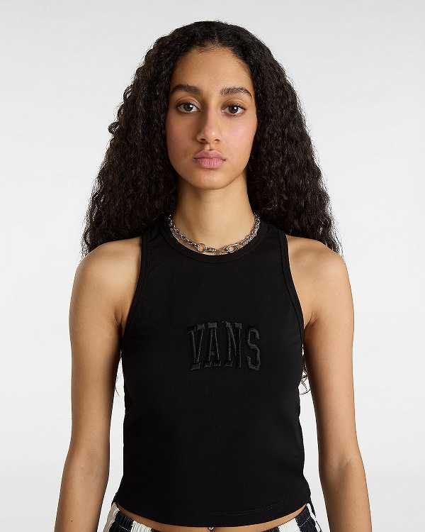 Black Women Vans Varsity Racer Tank Top NZ | VN1385790