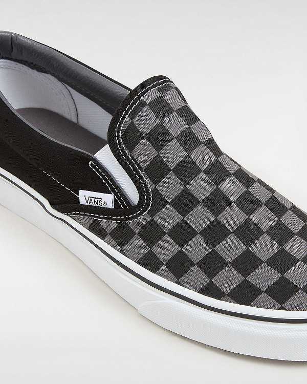 Black / Grey Men Vans Checkerboard Classic Slip On Shoes NZ | VN5163824