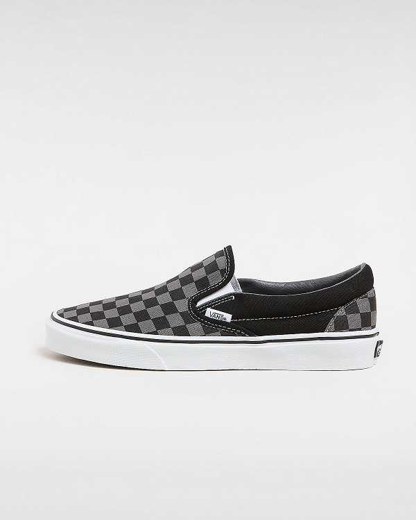 Black / Grey Men Vans Checkerboard Classic Slip On Shoes NZ | VN5163824