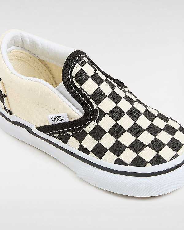 Black / White Kids' Vans Checkerboard (1-4 years) Slip On Shoes NZ | VN8915637