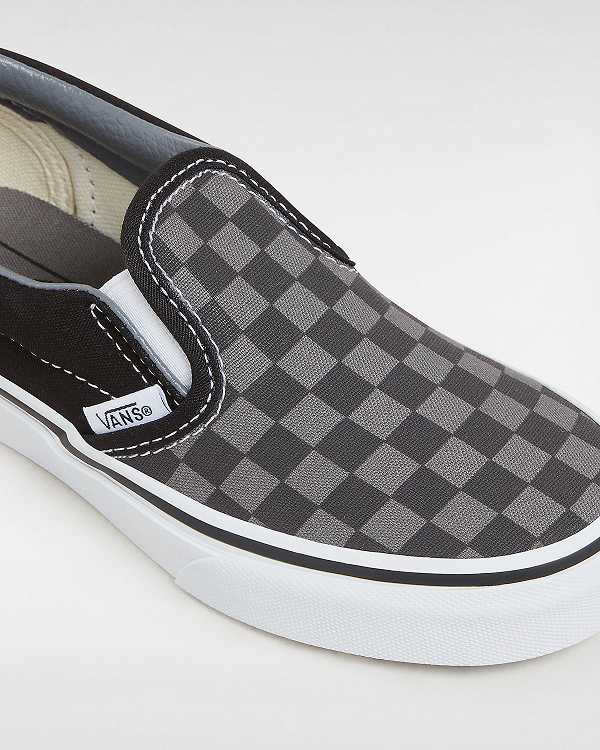 Black / White Kids' Vans Checkerboard Classic (4-8 years) Slip On Shoes NZ | VN3185704