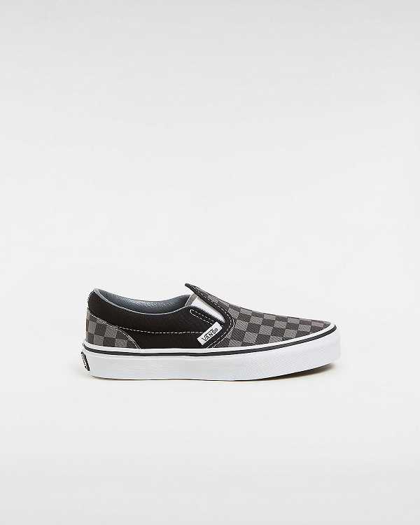 Black / White Kids\' Vans Checkerboard Classic (4-8 years) Slip On Shoes NZ | VN3185704