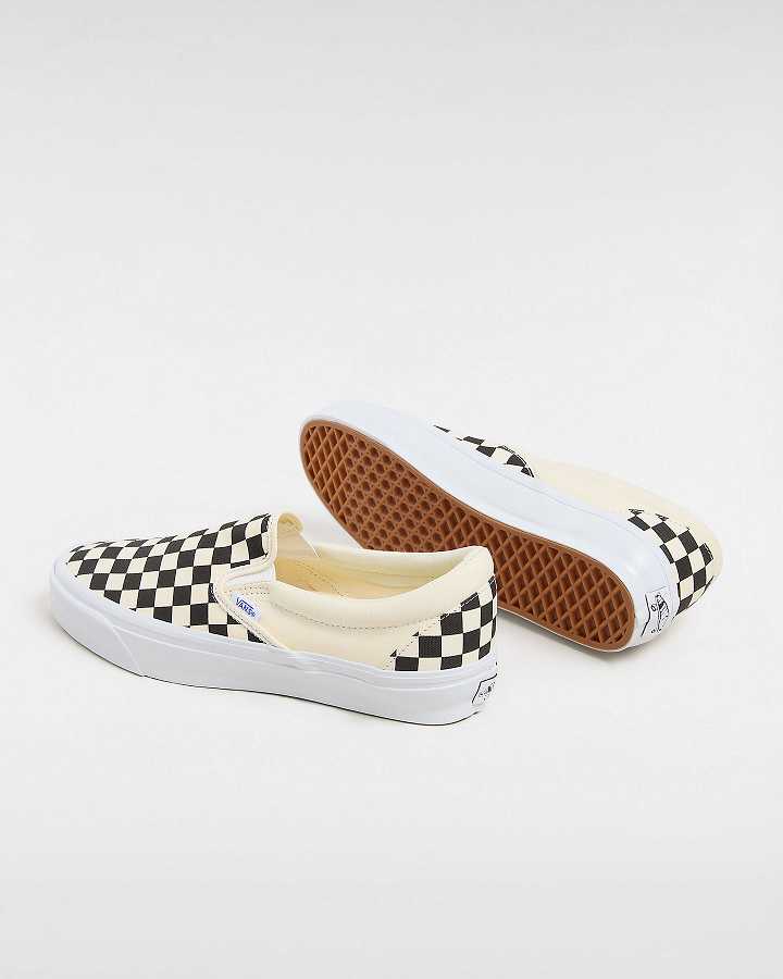 Black / White Men Vans Premium 98 Slip On Shoes NZ | VN5126397